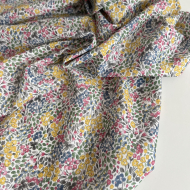 Annette - Batiste de coton SILKYNE à imprimé fleuri citronné Tissus issus de l'agriculture biologique  - 1