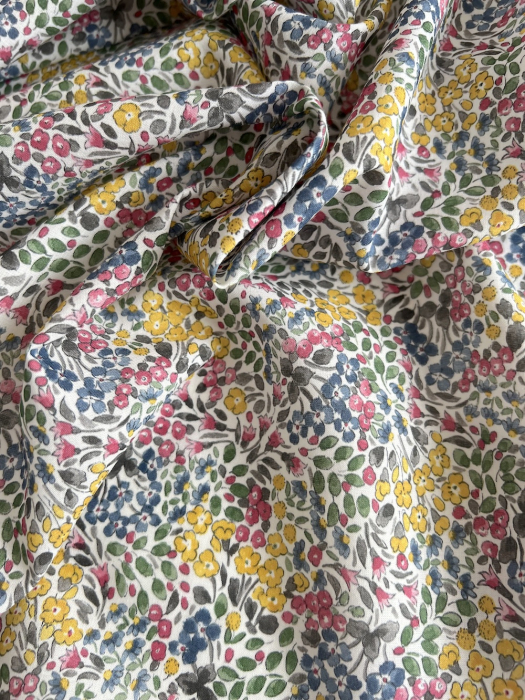Annette - Batiste de coton SILKYNE à imprimé fleuri citronné Tissus issus de l'agriculture biologique  - 4