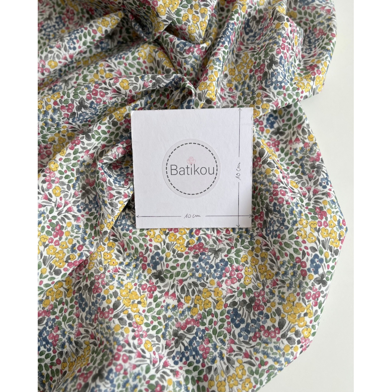 Annette - Batiste de coton SILKYNE à imprimé fleuri citronné Tissus issus de l'agriculture biologique  - 5