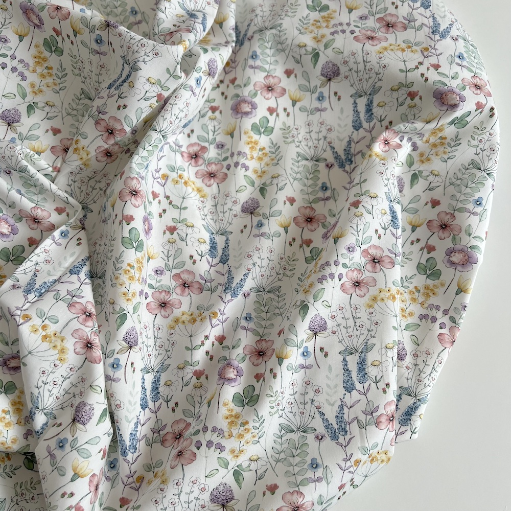 Mélodie - Popeline de coton imprimé fleuri champêtre Tissus issus de l'agriculture biologique  - 1