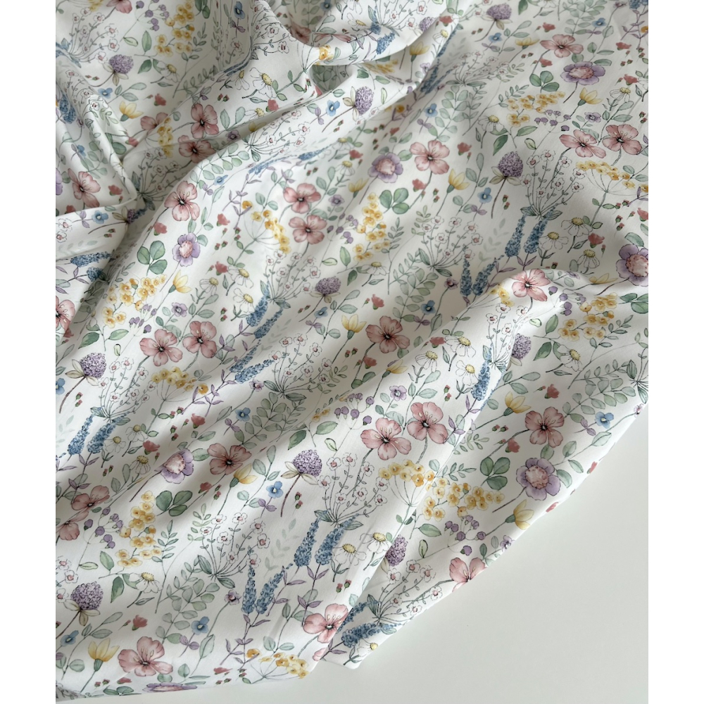 Mélodie - Popeline de coton imprimé fleuri champêtre Tissus issus de l'agriculture biologique  - 4