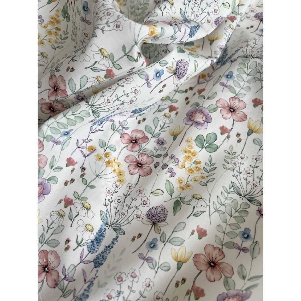 Mélodie - Popeline de coton imprimé fleuri champêtre Tissus issus de l'agriculture biologique  - 5