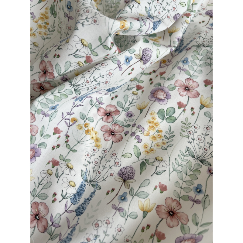 Mélodie - Popeline de coton imprimé fleuri champêtre Tissus issus de l'agriculture biologique  - 5