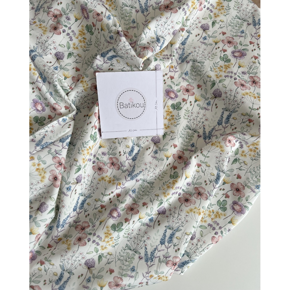 Mélodie - Popeline de coton imprimé fleuri champêtre Tissus issus de l'agriculture biologique  - 7