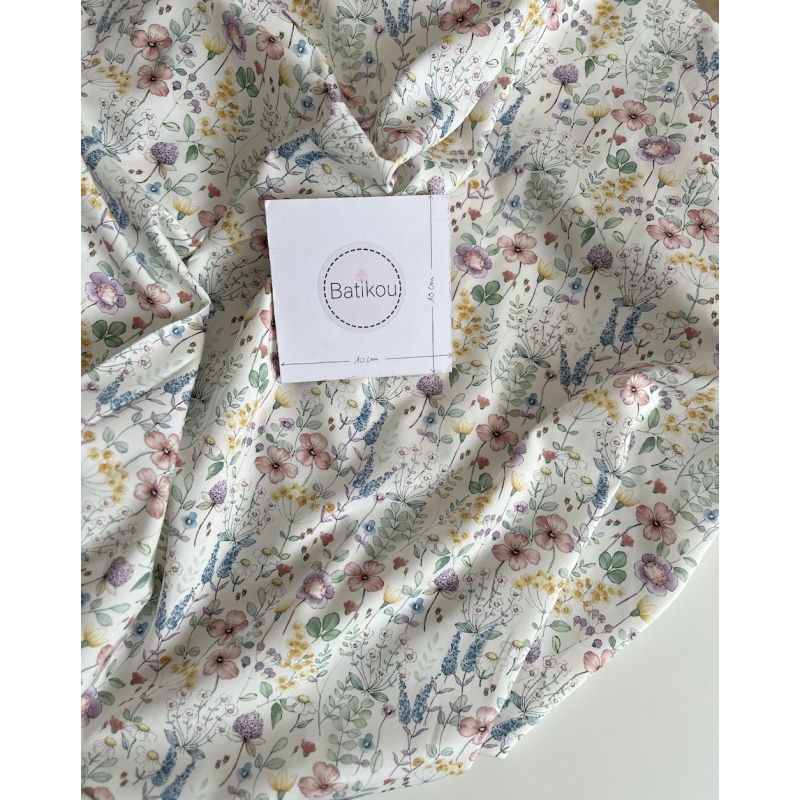 Mélodie - Popeline de coton imprimé fleuri champêtre Tissus issus de l'agriculture biologique  - 7