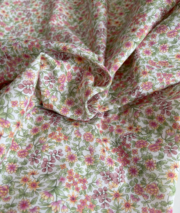 Gloria - Batiste de coton SILKYNE à imprimé fleuri vitaminé Tissus issus de l'agriculture biologique  - 4
