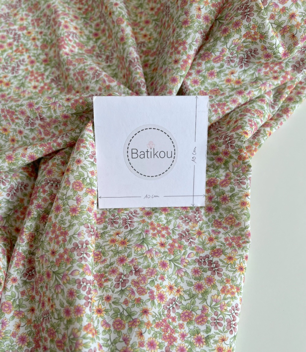 Gloria - Batiste de coton SILKYNE à imprimé fleuri vitaminé Tissus issus de l'agriculture biologique  - 6