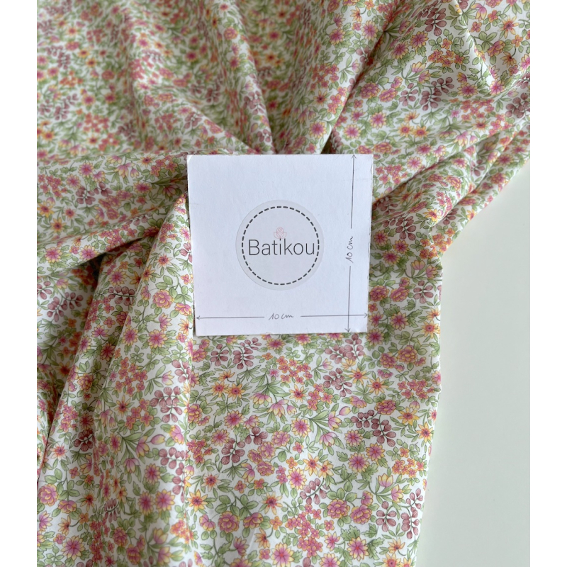 Gloria - Batiste de coton SILKYNE à imprimé fleuri vitaminé Tissus issus de l'agriculture biologique  - 6