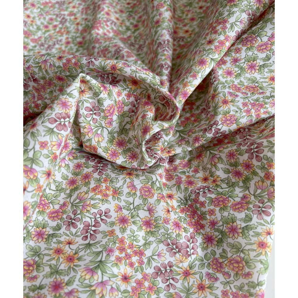 Gloria - Batiste de coton SILKYNE à imprimé fleuri vitaminé Tissus issus de l'agriculture biologique  - 5