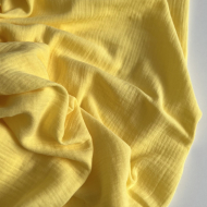 Double gaze de coton BIO unie jaune citron Tissus issus de l'agriculture biologique  - 1
