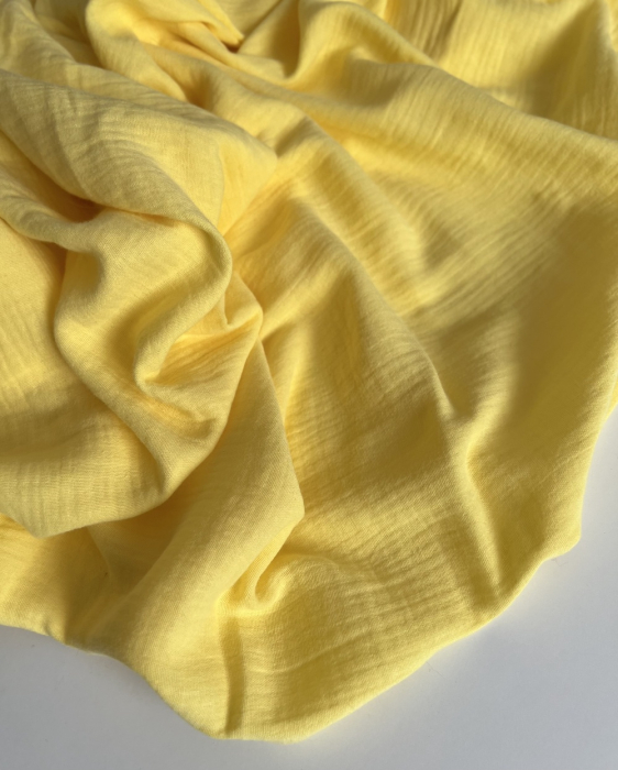 Double gaze de coton BIO unie jaune citron Tissus issus de l'agriculture biologique  - 4