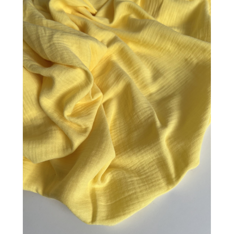 Double gaze de coton BIO unie jaune citron Tissus issus de l'agriculture biologique  - 4