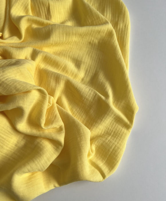 Double gaze de coton BIO unie jaune citron Tissus issus de l'agriculture biologique  - 5