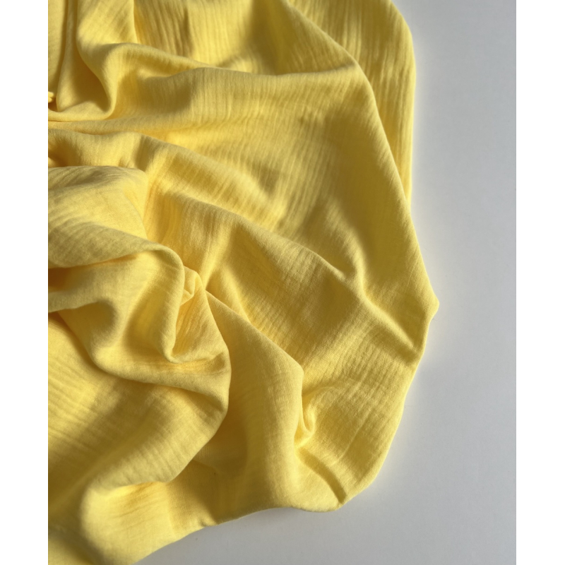 Double gaze de coton BIO unie jaune citron Tissus issus de l'agriculture biologique  - 5