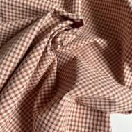 Seersucker / Coton gaufré vichy Noisette mini 3mm