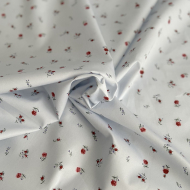 Popeline de coton classique organique fond grisé fleuri x1m Tissus issus de l'agriculture biologique  - 1