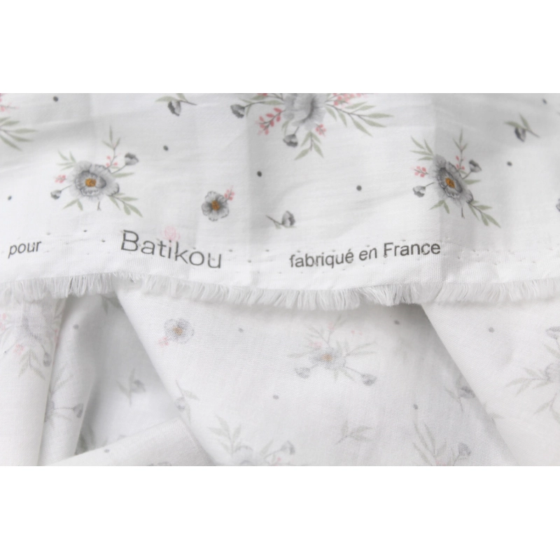 Tissu exclusif cotton motif Josephine gris