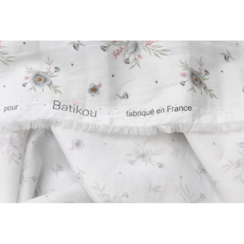 Tissu exclusif cotton motif Josephine gris