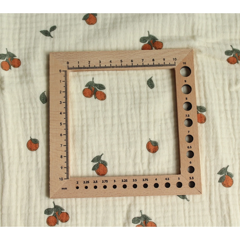 Double gaze de coton BIO écru motif exclusif oranges Tissus issus de l'agriculture biologique  - 4