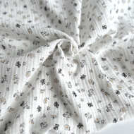 Double gaze de coton BIO blanc motif exclusif Grey Tissus issus de l'agriculture biologique  - 1