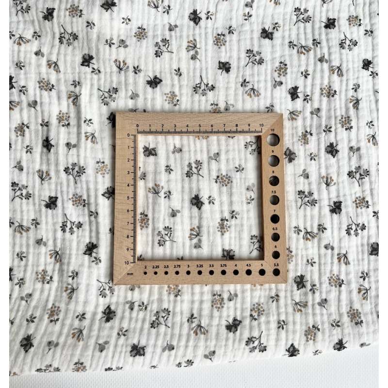 Double gaze de coton BIO blanc motif exclusif Grey Tissus issus de l'agriculture biologique  - 6