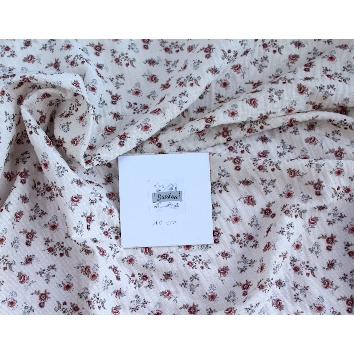 Emma - Double gaze de coton BIO motif exclusif romantique vintage Emma - Double gaze de coton BIO motif exclusif romantique vintage