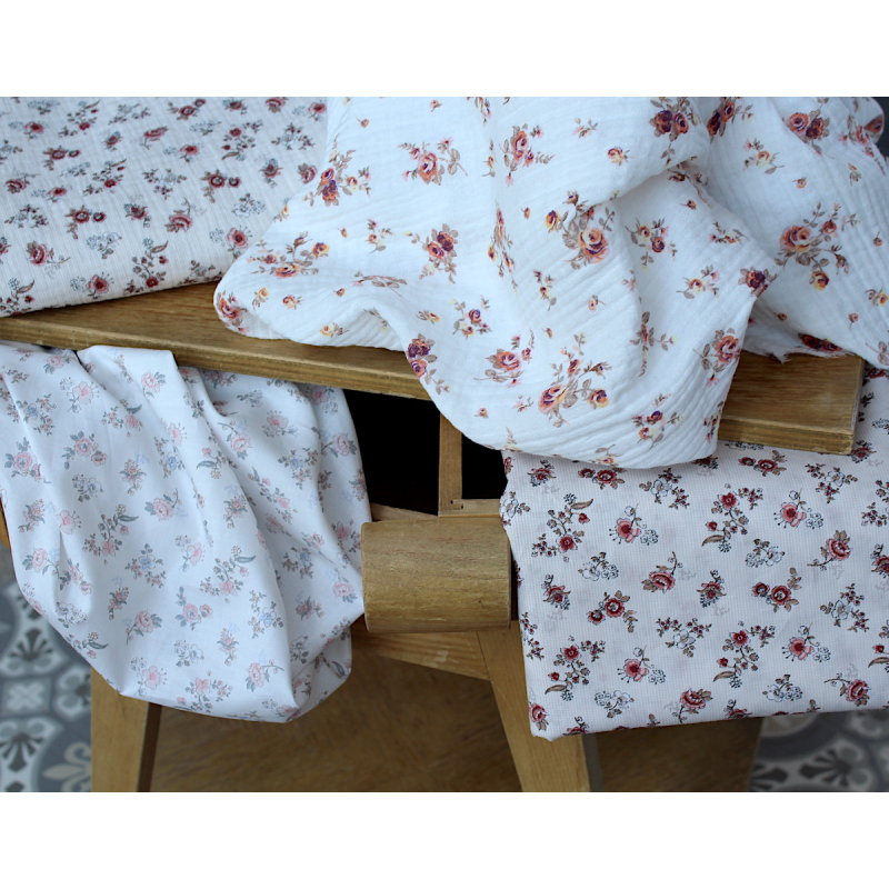 Emma - Double gaze de coton BIO motif exclusif romantique vintage