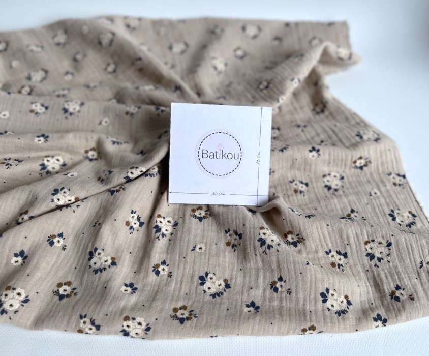 ROZEN - Double gaze de coton BIO grège motif exclusif Rozen Pepper Tissus issus de l'agriculture biologique  - 3