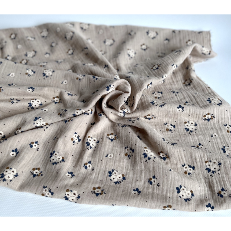 ROZEN - Double gaze de coton BIO grège motif exclusif Rozen Pepper Tissus issus de l'agriculture biologique  - 7