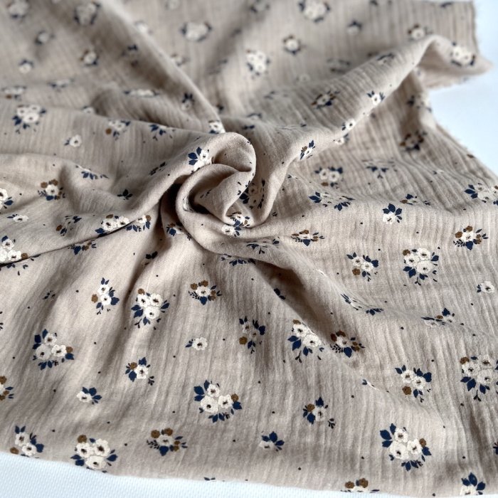 ROZEN - Double gaze de coton BIO grège motif exclusif Rozen Pepper Tissus issus de l'agriculture biologique  - 8