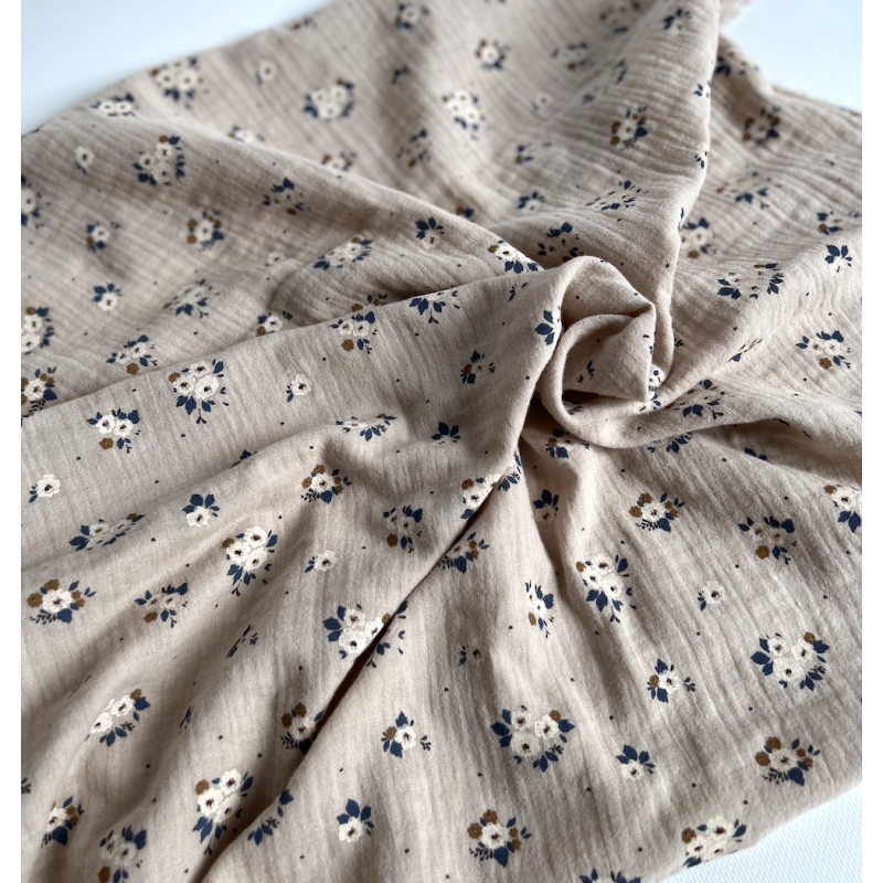 ROZEN - Double gaze de coton BIO grège motif exclusif Rozen Pepper Tissus issus de l'agriculture biologique  - 9