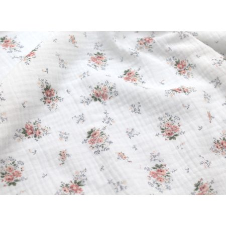 Romance - Double gaze de coton BIO motif exclusif bouquet romantique Romance - Double gaze de coton BIO motif exclusif bouquet romantique