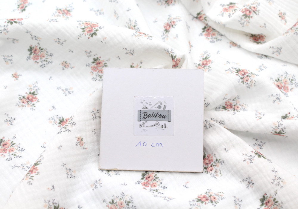 Romance - Double gaze de coton BIO motif exclusif bouquet romantique