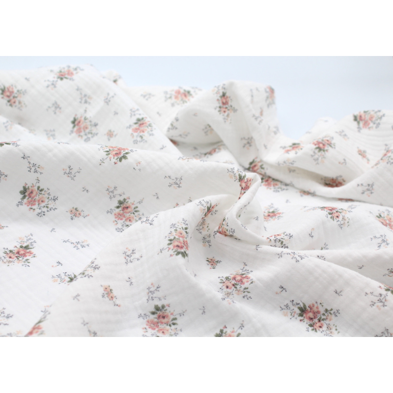 Romance - Double gaze de coton BIO motif exclusif bouquet romantique