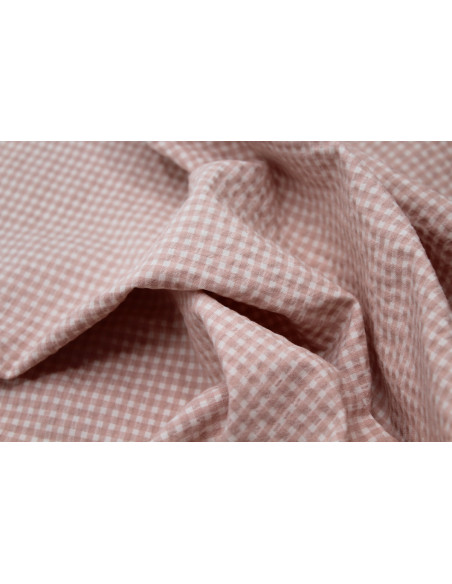 Seersucker / Coton gaufré vichy mini 3mm Nude