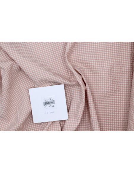 Seersucker / Coton gaufré vichy mini 3mm Nude