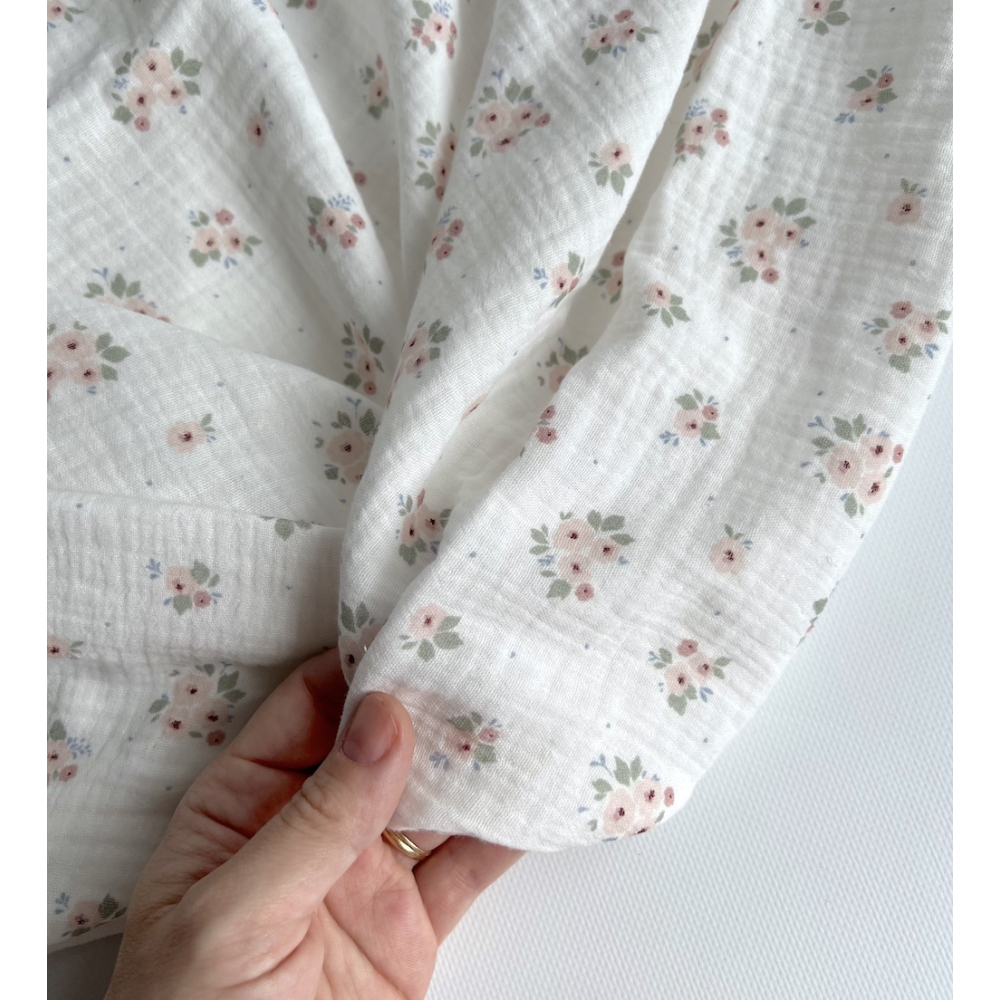 ROZEN - Double gaze de coton BIO blanc motif exclusif