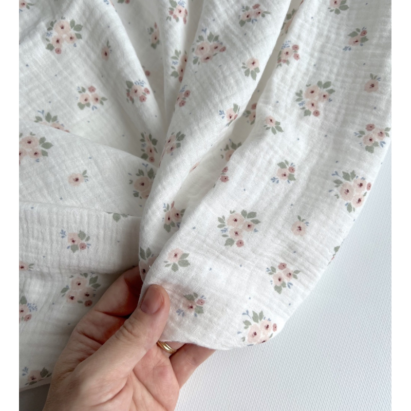 ROZEN - Double gaze de coton BIO blanc motif exclusif