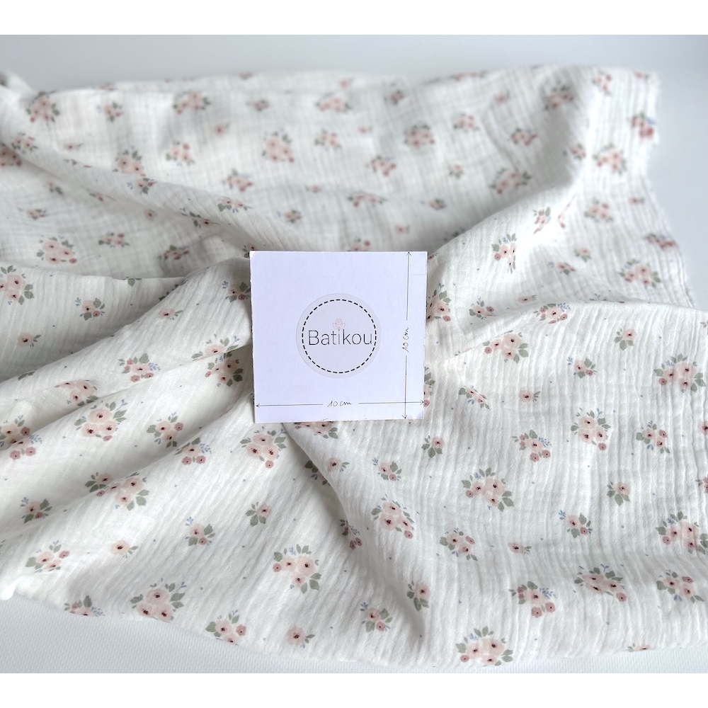 ROZEN - Double gaze de coton BIO blanc motif exclusif