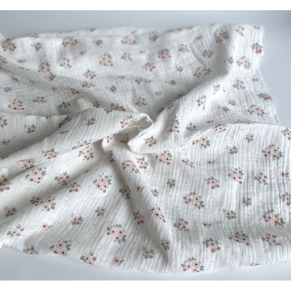 ROZEN - Double gaze de coton BIO blanc motif exclusif