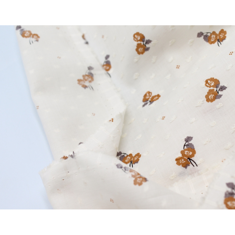 Plumetis de coton écru imprimé exclusif Hana Tissus issus de l'agriculture biologique  - 2