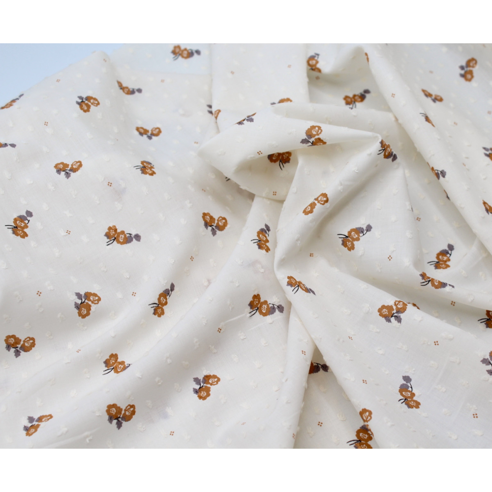 Plumetis de coton écru imprimé exclusif Hana Tissus issus de l'agriculture biologique  - 3