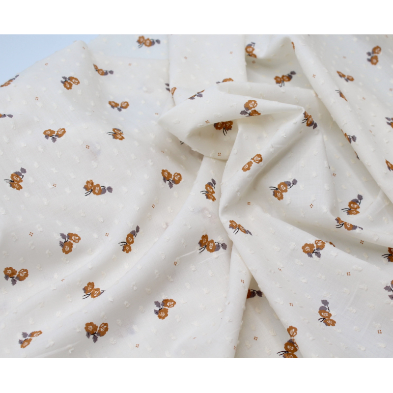 Plumetis de coton écru imprimé exclusif Hana Tissus issus de l'agriculture biologique  - 3
