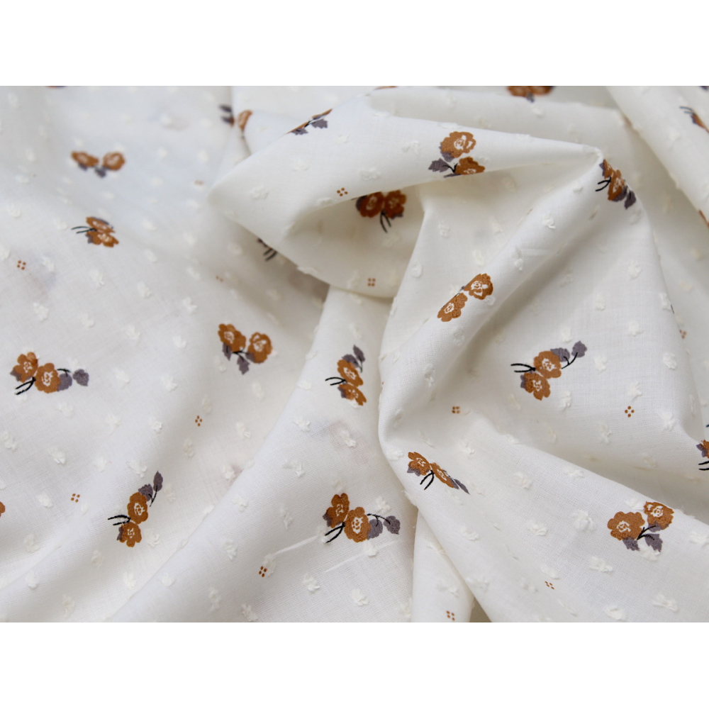 Plumetis de coton écru imprimé exclusif Hana Tissus issus de l'agriculture biologique  - 4