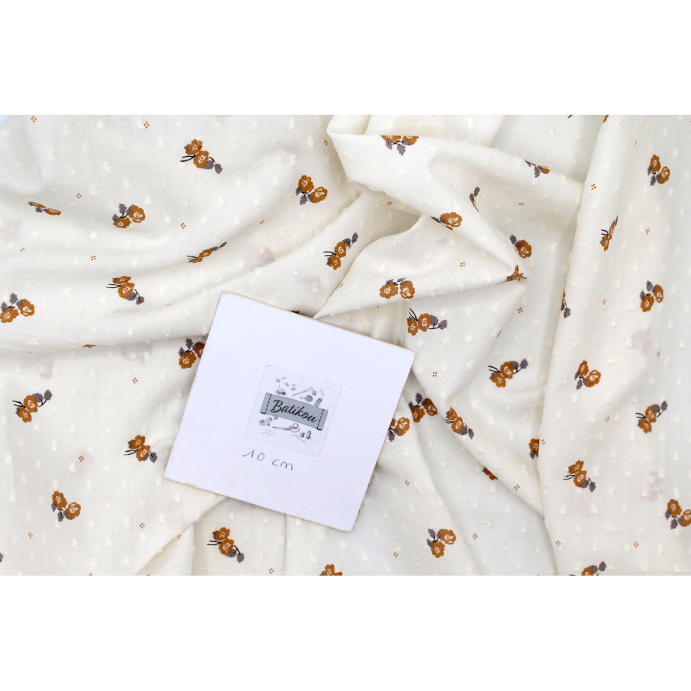 Plumetis de coton écru imprimé exclusif Hana Tissus issus de l'agriculture biologique  - 6