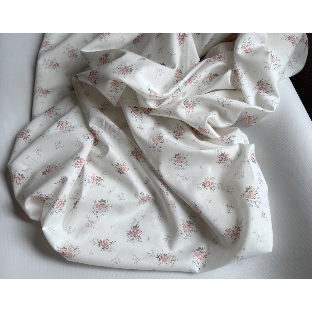 Romance - Batiste de coton BIO imprimé exclusif rose Tissus issus de l'agriculture biologique  - 3