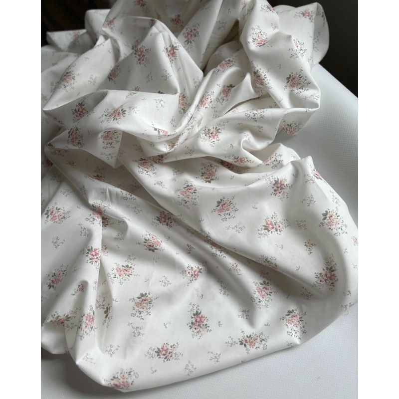 Romance - Batiste de coton BIO imprimé exclusif rose Tissus issus de l'agriculture biologique  - 4