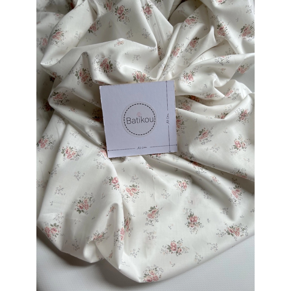 Romance - Batiste de coton BIO imprimé exclusif rose Tissus issus de l'agriculture biologique  - 5