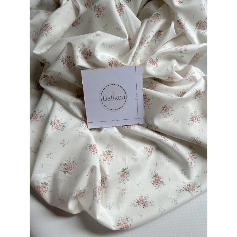 Romance - Batiste de coton BIO imprimé exclusif rose Tissus issus de l'agriculture biologique  - 5