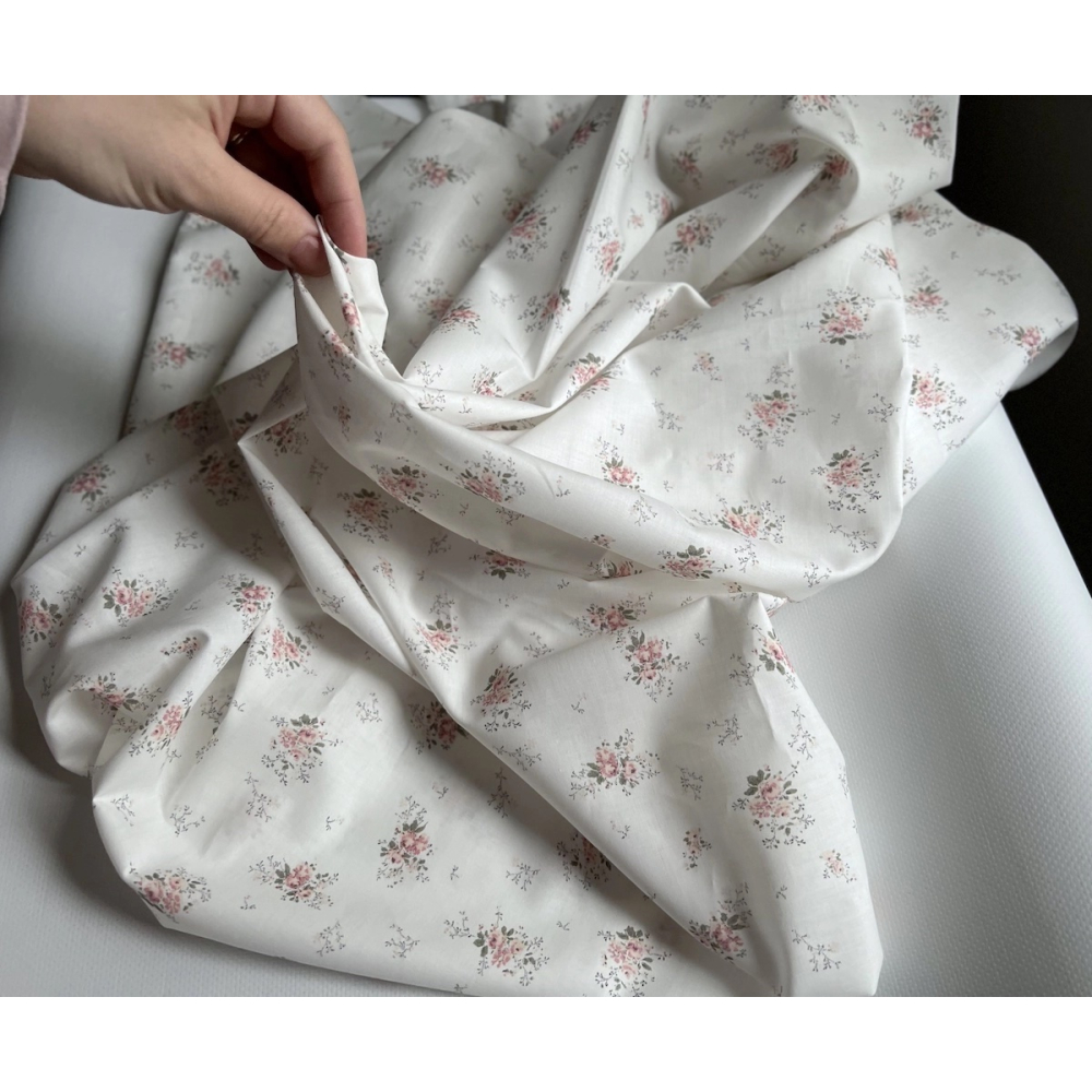 Romance - Batiste de coton BIO imprimé exclusif rose Tissus issus de l'agriculture biologique  - 6